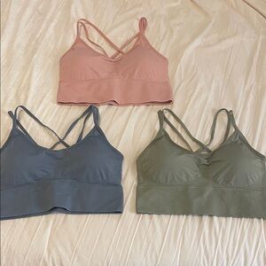 Strappy Sports Bralette Set - Pink, Blue, Green